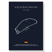 Dark blue decorbites™ f1 circuit canvas painting featuring white hockenheimring line drawing for living room decor