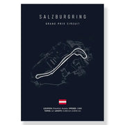 Dark blue decorbites™ f1 circuit canvas painting featuring minimalist salzburgring grand prix map for living room decor