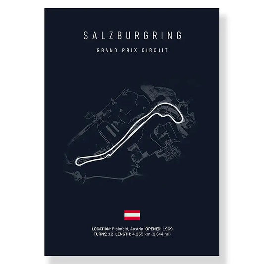 Dark blue decorbites™ f1 circuit canvas painting featuring minimalist salzburgring grand prix map for living room decor
