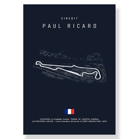 Dark blue decorbites™ f1 monaco imola track canvas art print featuring white line drawing of imola track with gray shading