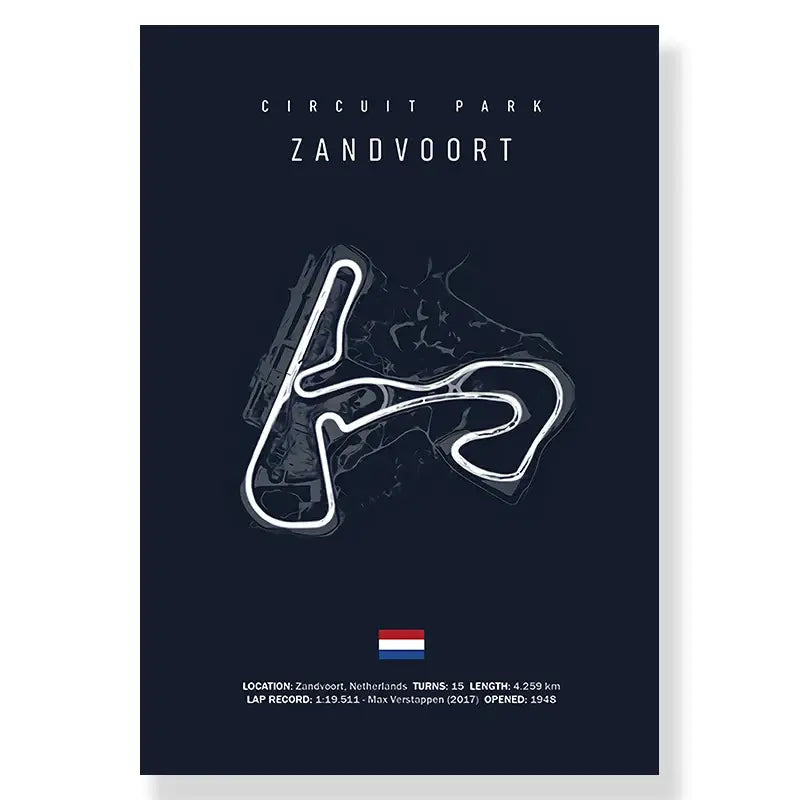 Dark blue decorbites™ f1 track circuit canvas painting featuring white line art zandvoort circuit for living room decor