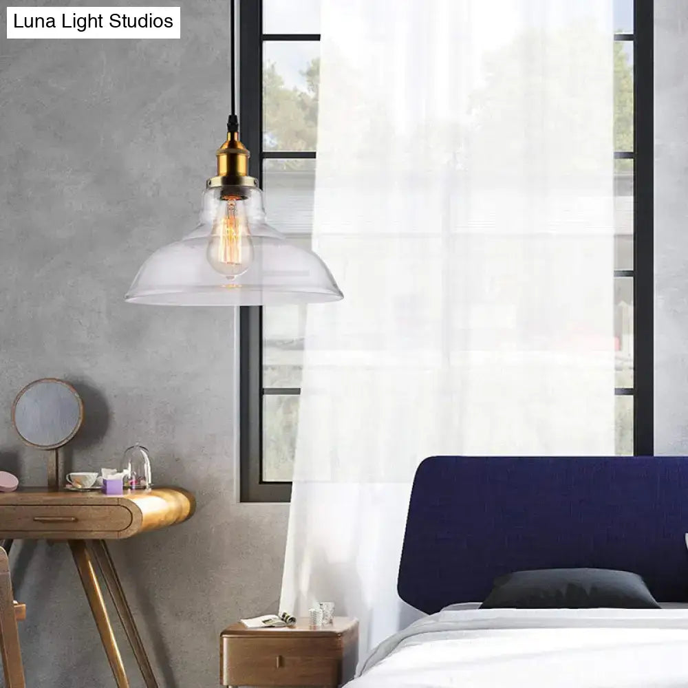 Decorbites farmhouse clear glass brass pendant light with exposed filament bulb for dining room 220v-240v 110v-120v use