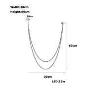 Decorbites flexible leather belt led chandelier light with two curved arms 60cm wide 30cm high 12w bulb