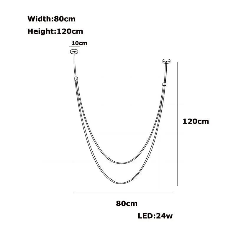 Modern double-tiered metallic pendant light with flexible leather belt design and 24w led bulbs for living room use
