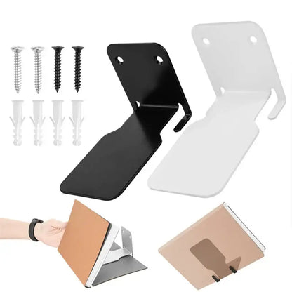 Decorbites™ 2pcs floating bookshelf metal tablet stand in black and white with adjustable angle for device holding