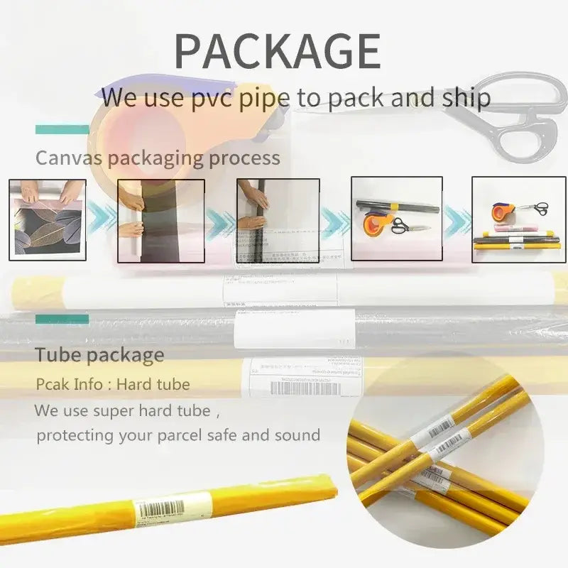 Yellow hard tube packaging for DecorBites football star posters canvas prints for home decor protection and storage