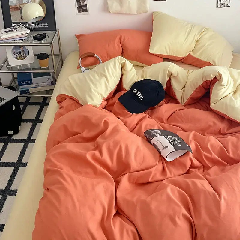 Coralbedded decorbites™ fresh solid color cotton quilt set with plush quilted comforter and matching cream pillows