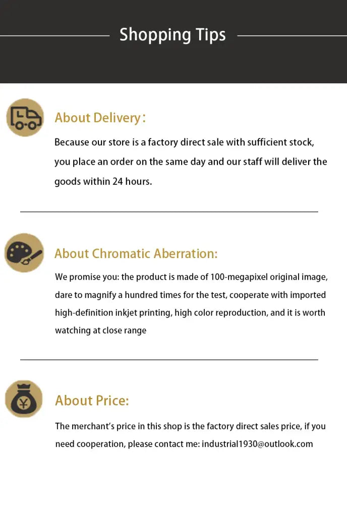 Shopping tips section for decorbites funny cat bathroom wall art print including delivery, chromatic aberration, and price FAQs