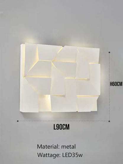 Modern white metal wall lamp with layered angular design decorbites geometric art indoor for bedroom living room