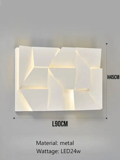 Decorbites geometric art white wall lamp with modern metallic finish and led lighting for bedroom and living room