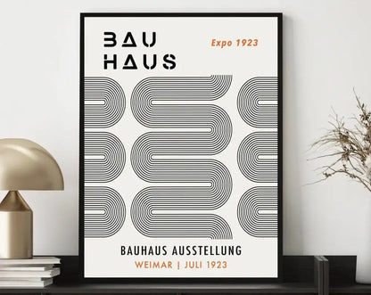 Black-framed decorbites geometric canvas poster with bold text and orange expo 1923 on cream background for modern decor