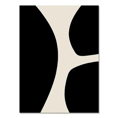 DecorBites™ boho canvas featuring black and cream abstract geometric leaf rainbow design with bold flowing shapes