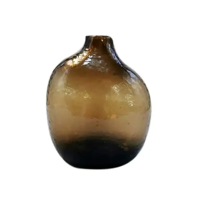 Decorbites™ geometric zen glass vase in amber hand-blown glass with textured gradient for single flower display