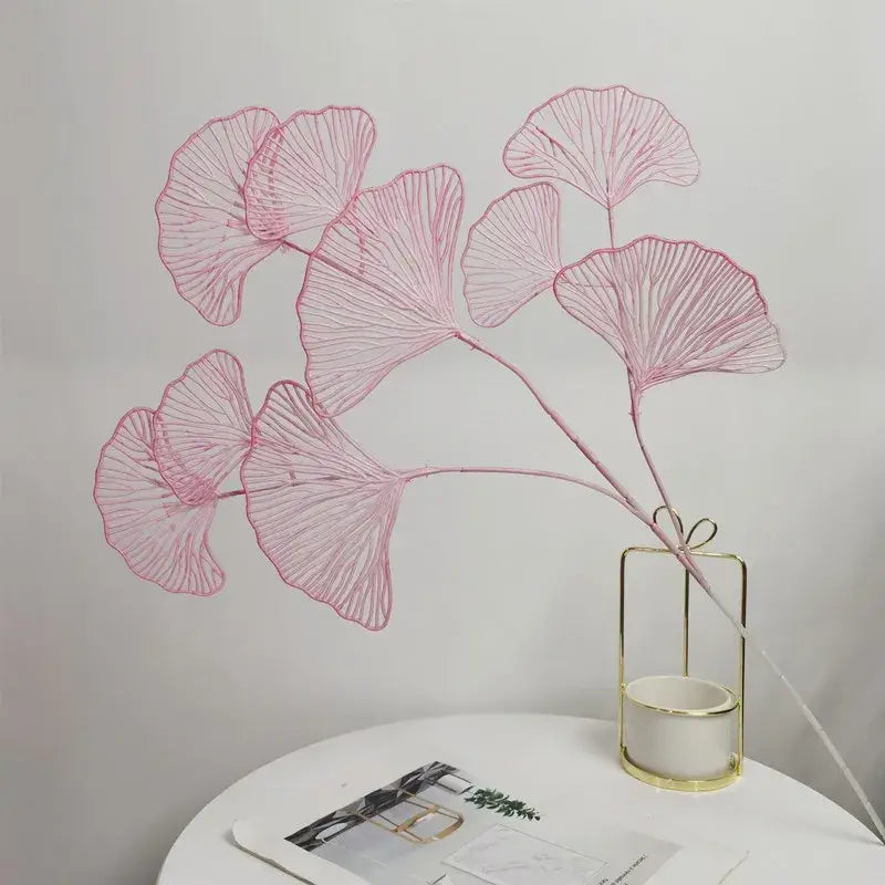Pink wire ginkgo leaf branch artificial flowers by DecorBites for elegant home decor accents