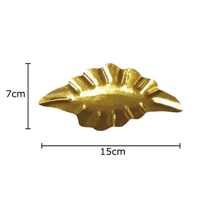 Golden metallic finish decorbites ginkgo leaves wall decor in a leaf-shaped scalloped tray for living room ornaments