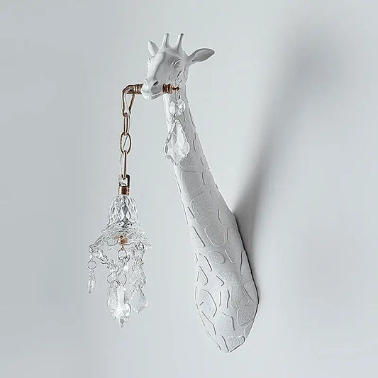 White giraffe resin wall lamp sconce light with crystal chandelier pendant for bedside and living room decorbites giraffe resin