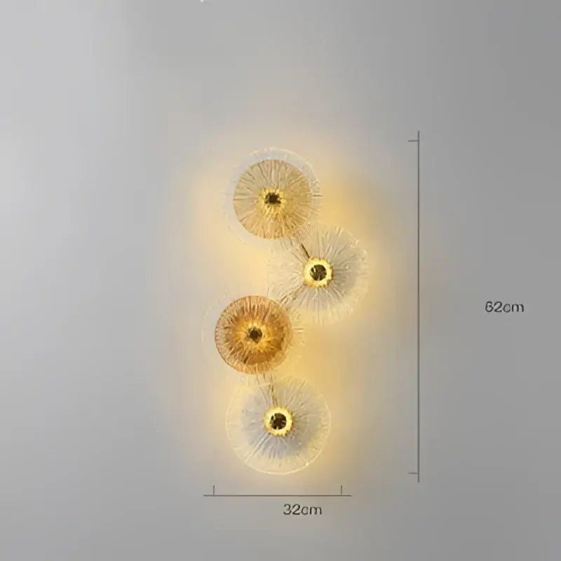 Golden delicate dandelion inspired decorbites glass aisle wall light with warm glow modern luxury wall lamp for living room