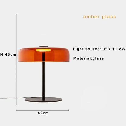 Amber glass table lamp with sleek black metal base and stem by DecorBites glass amber for bedroom and living room decor