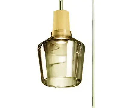 A sleek amber-tinted decorbites glass pendant light with brass finish and chain ideal for modern American retro dining