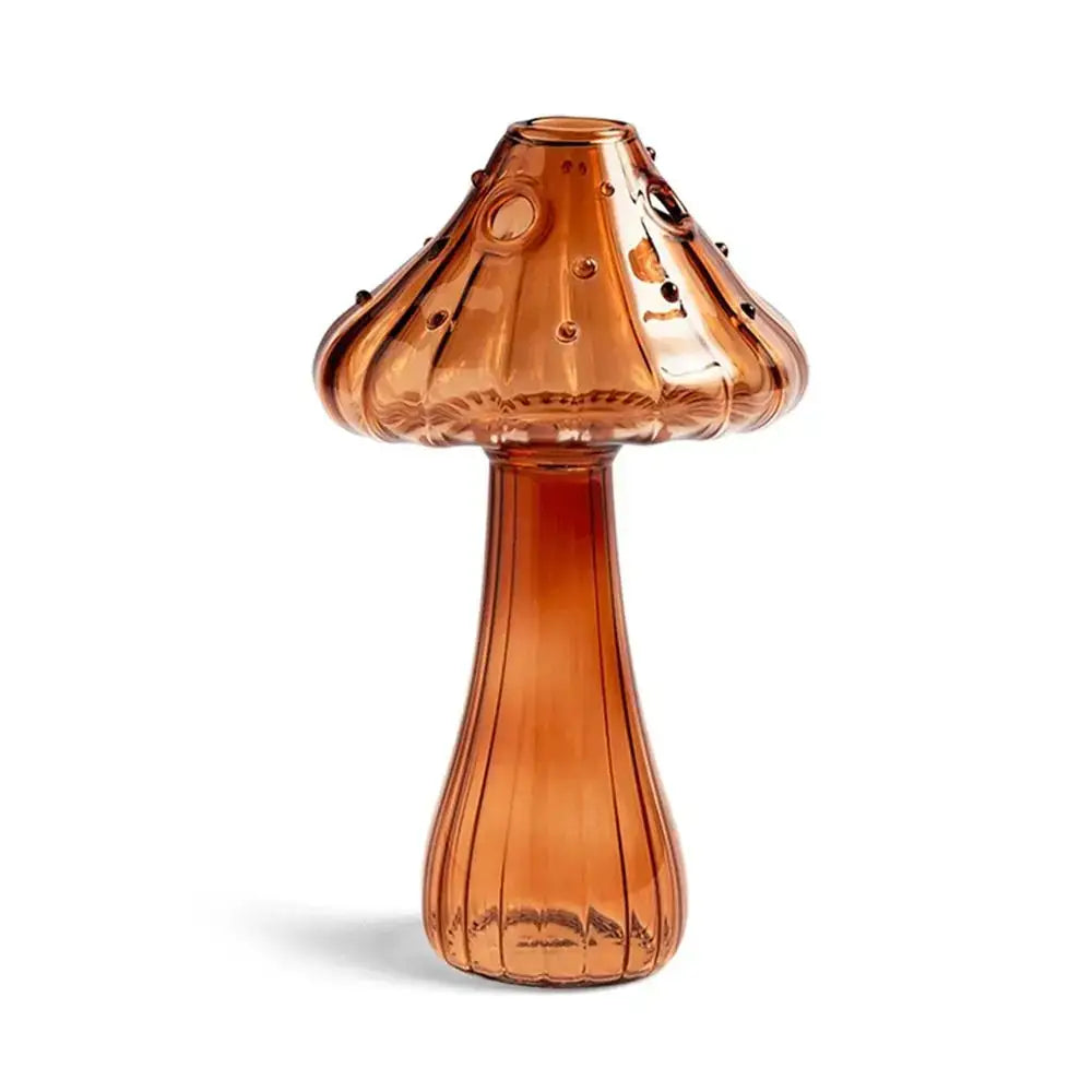 Amber-colored DecorBites glass aromatherapy vase with textured ribbed design and decorative dots for home decor