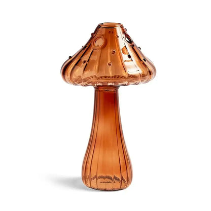 Amber-colored DecorBites glass aromatherapy vase with textured ribbed design and decorative dots for home decor