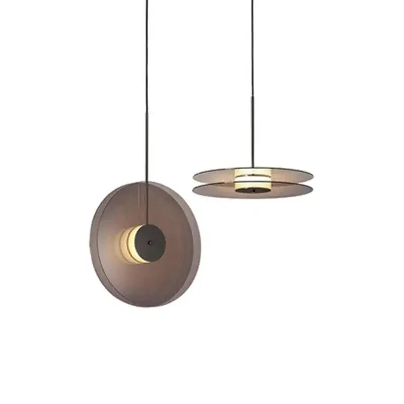 Modern minimalist decorbites glass art chandelier with matte bronze metal shades and black cords for home and cafe lighting