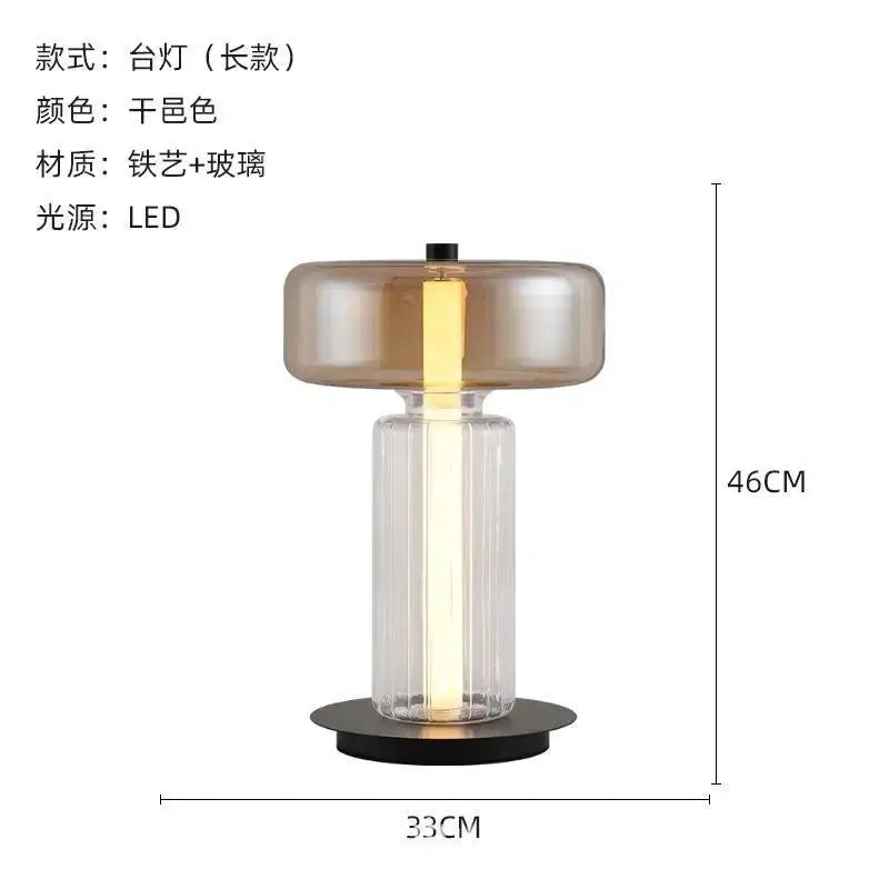 Modern desk lamp with smoked glass shade and clear ribbed base decorbites glass art desk for bedroom and living room