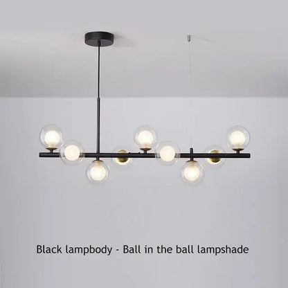 Black DecorBites™ glass ball ball ceiling chandelier with clear glass globe lampshades for dining room lighting