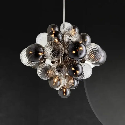 Modern decorbites glass ball ceiling chandelier with hand-blown clear smoked frosted glass spheres for living room lighting