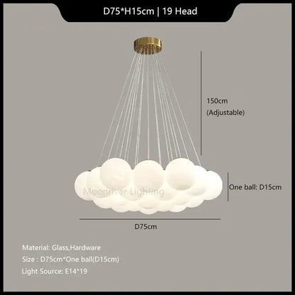 A modern decorbites glass ball pendant light with 19 frosted glass spheres and brass finish for home decor