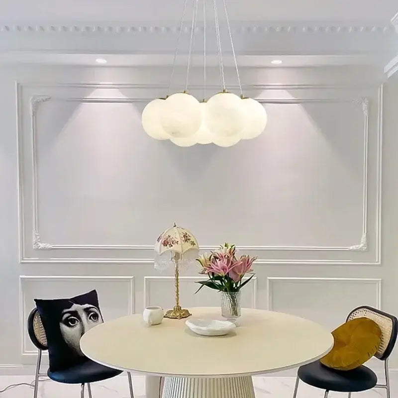 Cloud-shaped decorbites glass ball pendant lights with frosted glass globes and gold-toned hardware for ceiling decor
