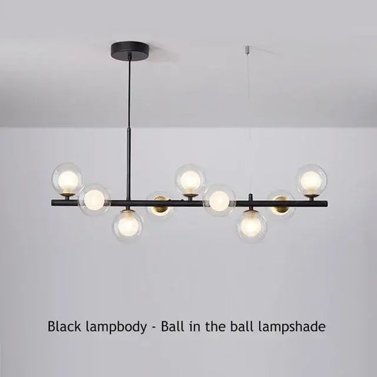 DecorBites™ black glass ball chandelier with multiple clear glass globe lampshades for modern home lighting