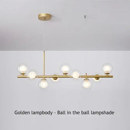Decorbites™ glass ball chandelier with golden lampbody and spherical glass ball shades for home lighting