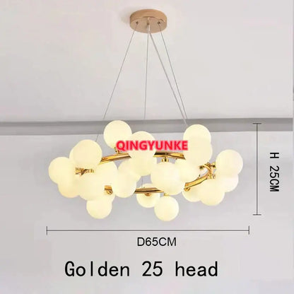 Modern nordic decorbites glass ball chandelier with 25 frosted glass globes for living room and kitchen island lighting