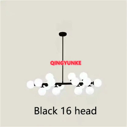 Black modern glass ball chandelier with 16 white glass bulbs decorbites glass ball for living room and kitchen island