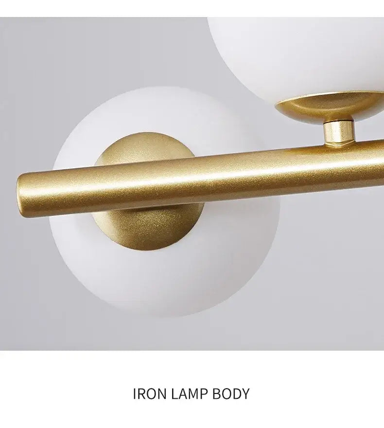 Decorbites™ glass ball chandelier with gold-finished iron body and frosted white glass ball shades for modern lighting