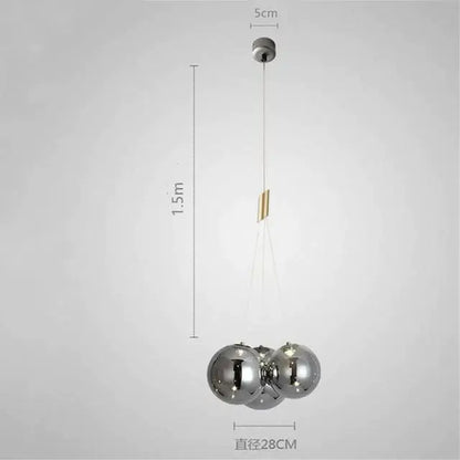 Modern chrome-finished spherical decorbites glass ball chandelier with sleek minimalist design for home decor lighting