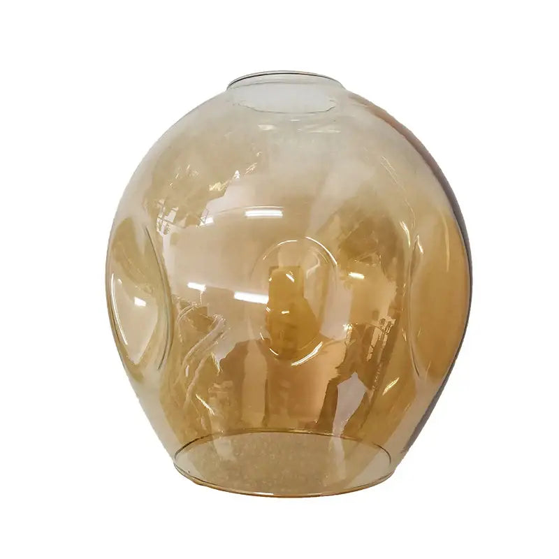 Amber-tinted glass ball led chandelier lampshade with smooth rounded design and subtle internal ridges nordic style