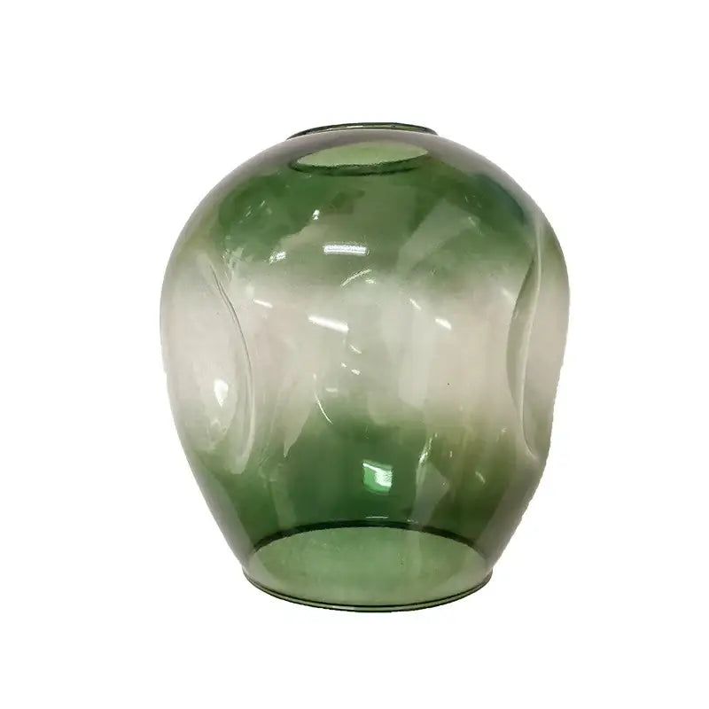 A translucent green glass ball led vase with bulbous shape and swirling patterns for DecorBites™ ball led chandelier