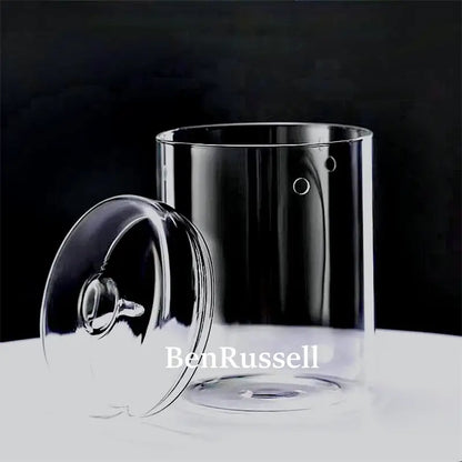 DecorBites™ glass bottle terrarium kit with clear cylindrical glass container and matching lid for micro landscape glass