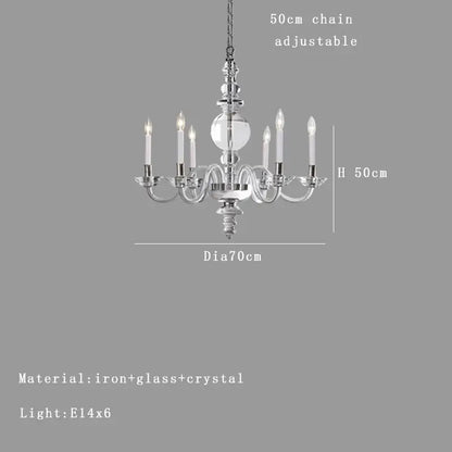 Classic six-arm decorbites glass branch silver led chandelier with polished chrome and crystal accents for living room