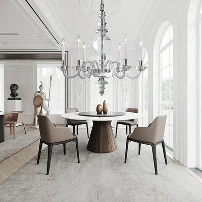 A decorbites glass branch silver led chandelier with polished chrome and clear glass elements for living room ceiling