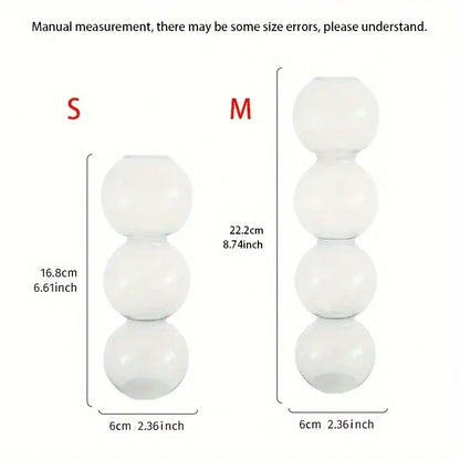 DecorBites™ white glass bubble hydroponic vase with three stacked spheres for wedding and home decor