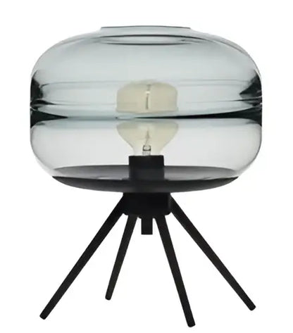 Clear glass globe desk lamp with black metal nordic sofa tripod base for postmodern bedroom and living room use
