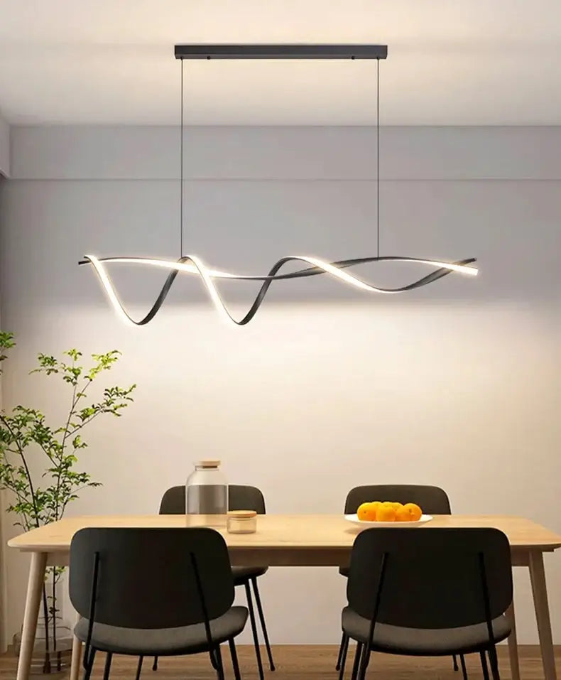 Modern black and white glass pendant lights with sleek wave-like design by DecorBites for stylish home decor