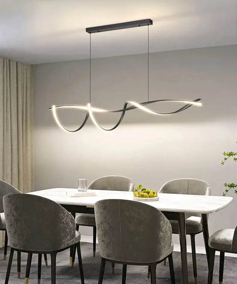 Modern black and white glass pendant lights with sleek flowing design by DecorBites™ for modern home decor
