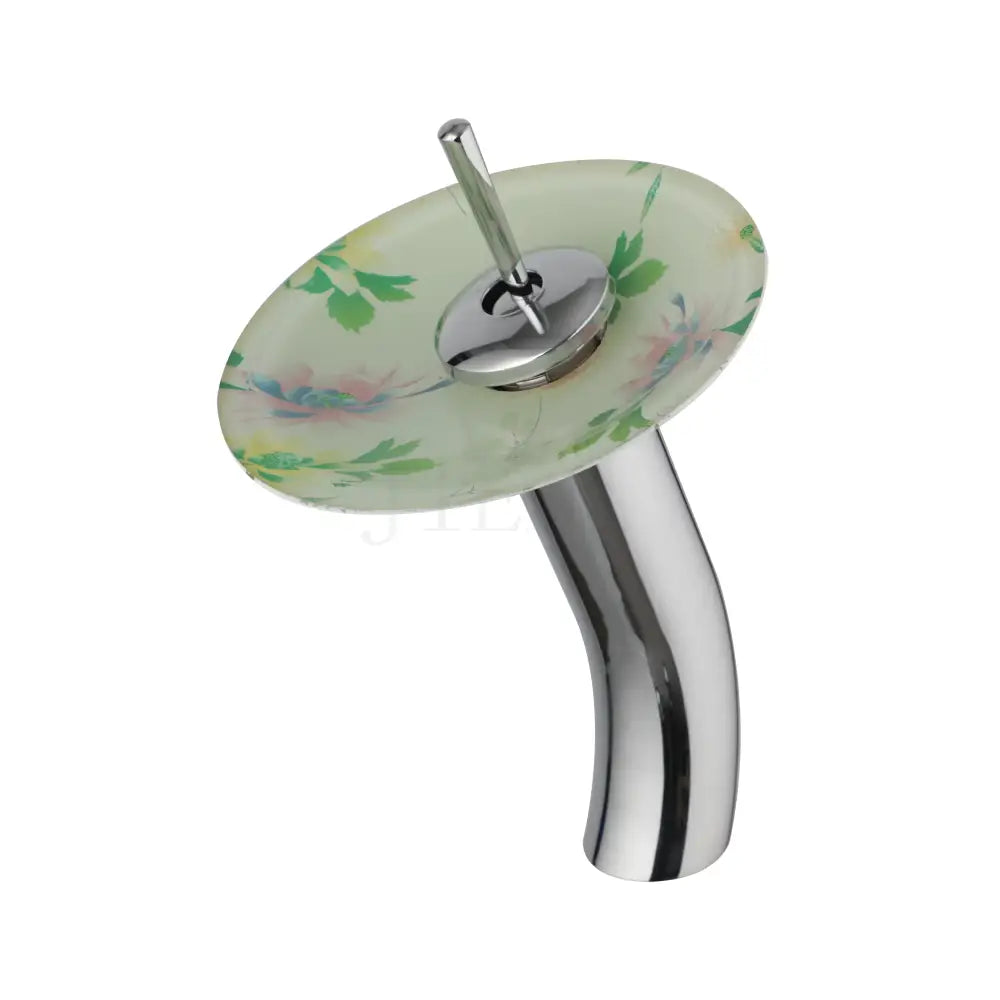 Chrome Glass Waterfall Faucet With Glass Handle