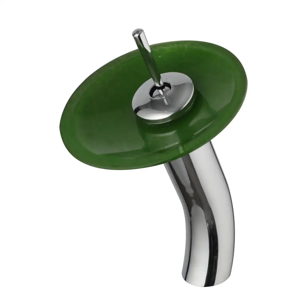 DecorBites™ glass rocker handle basin faucet with green glass waterfall spout and sleek chrome finish mixer taps