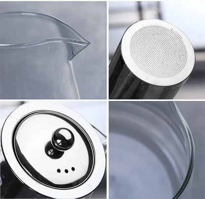Clear glass teapot with stainless steel lid and infuser from decorbites glass teapot 550ml pu erh set