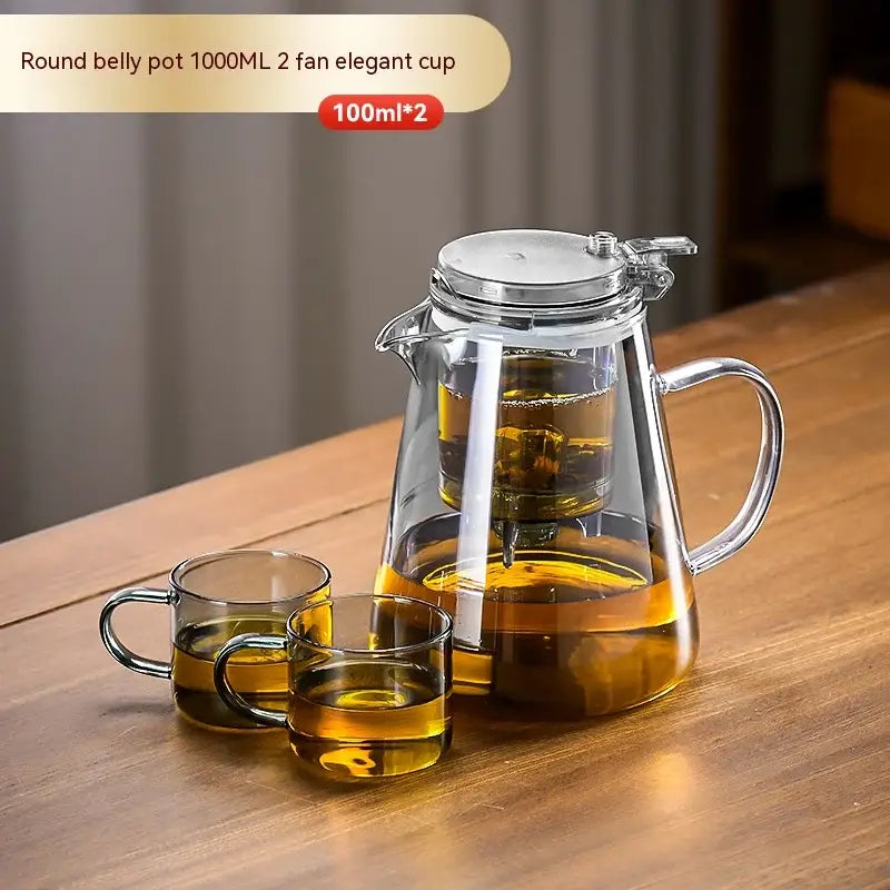 Clear glass decorbites glass teapot set with silver lid handle and heat-resistant infuser for brewing tea and infusions